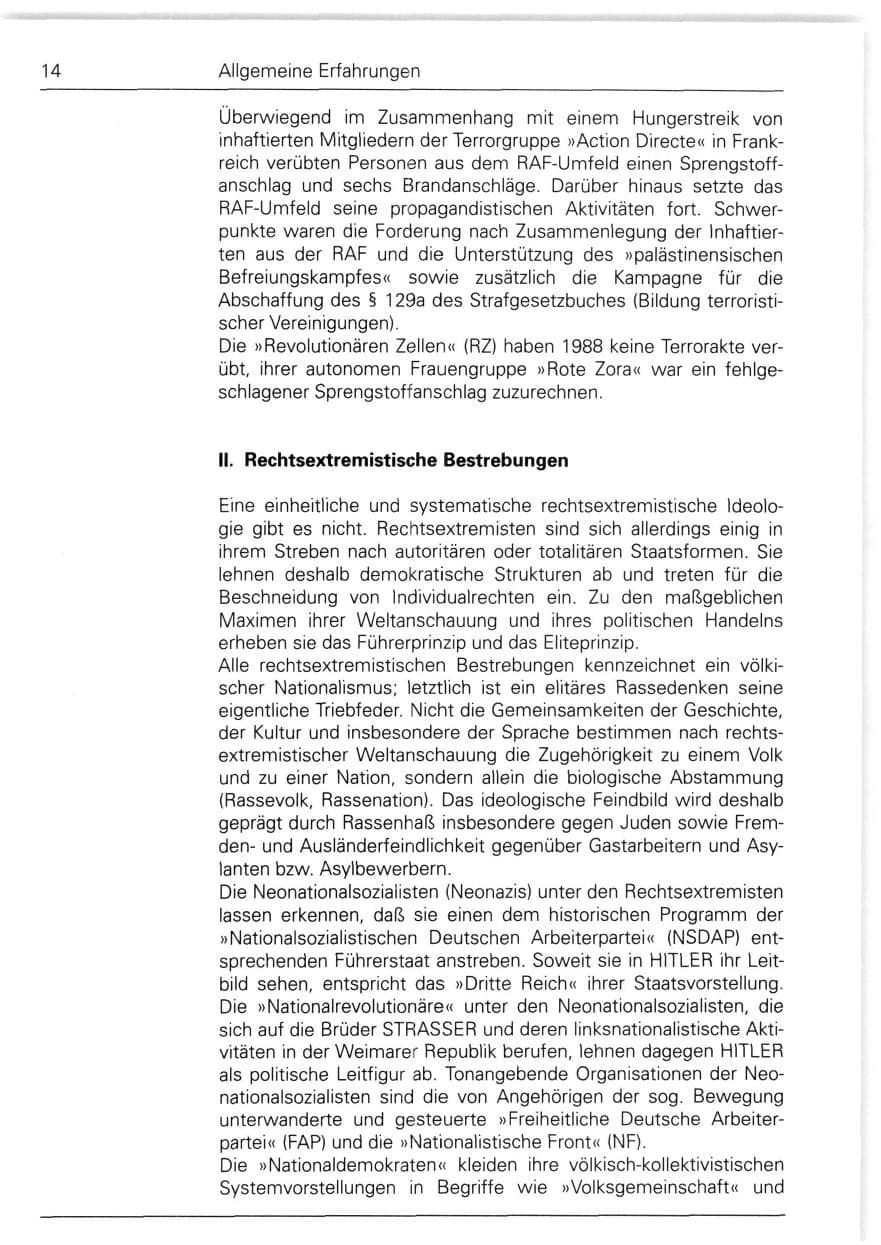 Seite 14 des Verfassungsschutzbericht 1988 Bund
