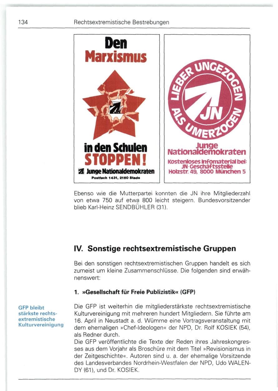 Seite 134 des Verfassungsschutzbericht 1988 Bund