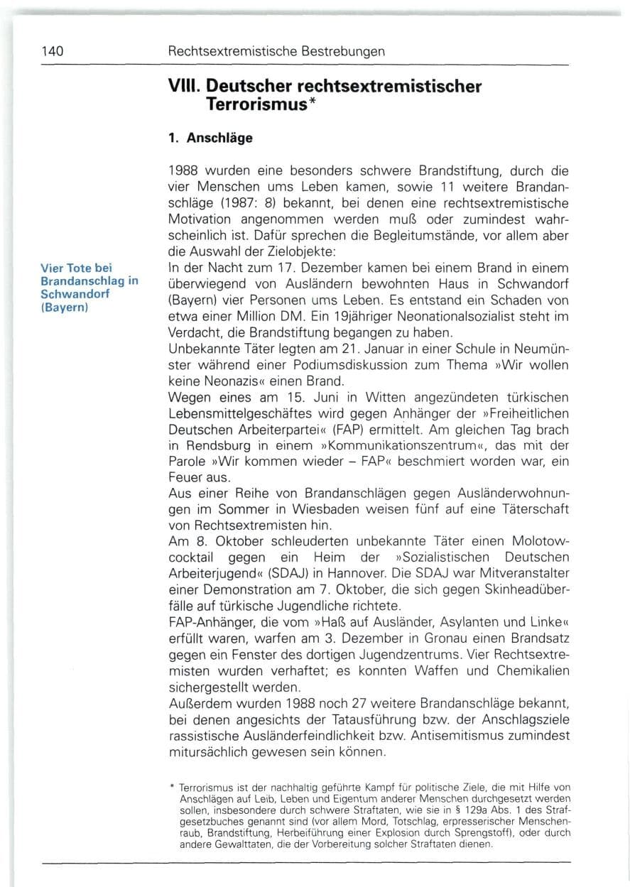 Seite 140 des Verfassungsschutzbericht 1988 Bund