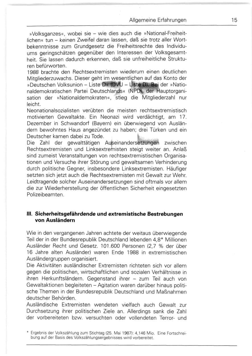 Seite 15 des Verfassungsschutzbericht 1988 Bund