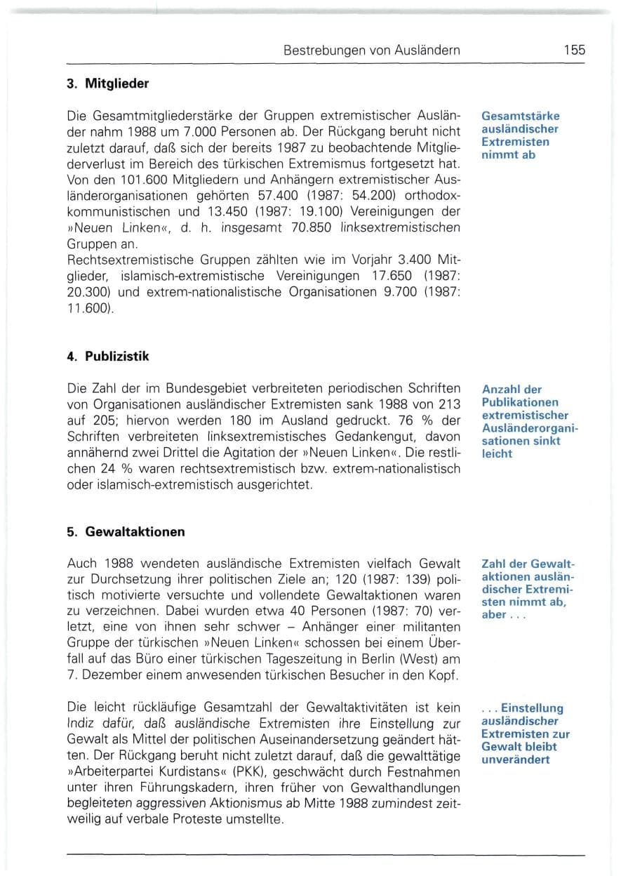 Seite 155 des Verfassungsschutzbericht 1988 Bund