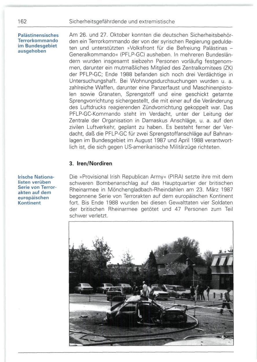 Seite 162 des Verfassungsschutzbericht 1988 Bund