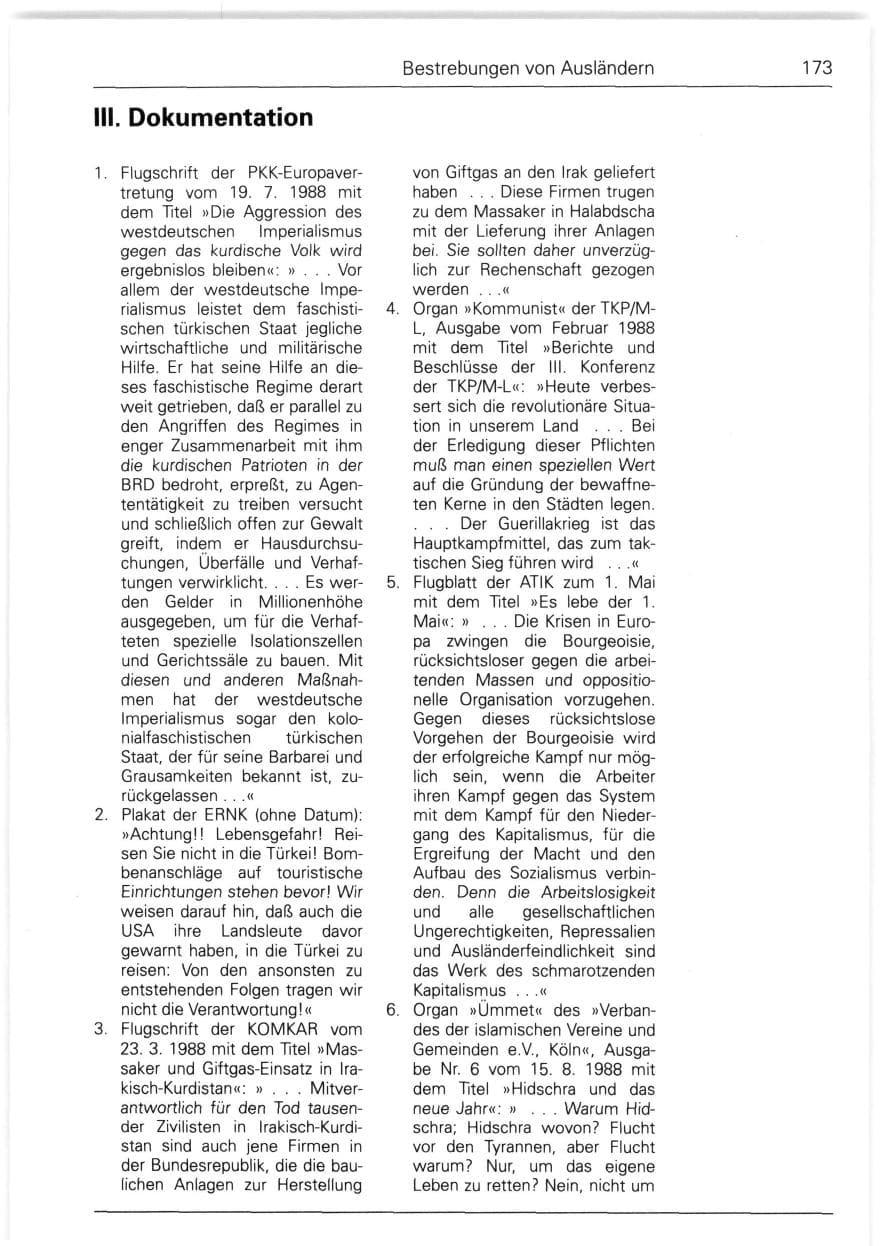 Seite 173 des Verfassungsschutzbericht 1988 Bund