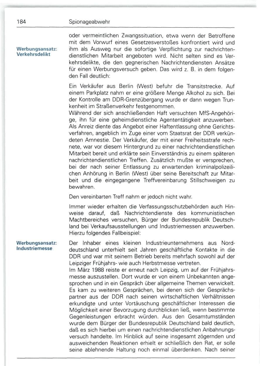 Seite 184 des Verfassungsschutzbericht 1988 Bund