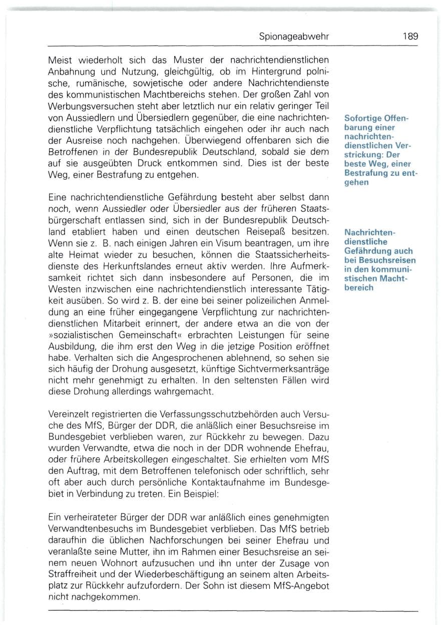 Seite 189 des Verfassungsschutzbericht 1988 Bund