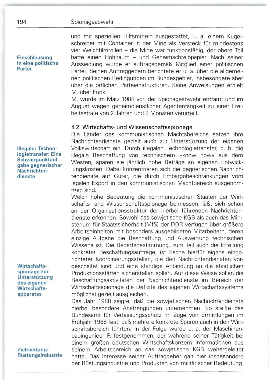 Seite 194 des Verfassungsschutzbericht 1988 Bund