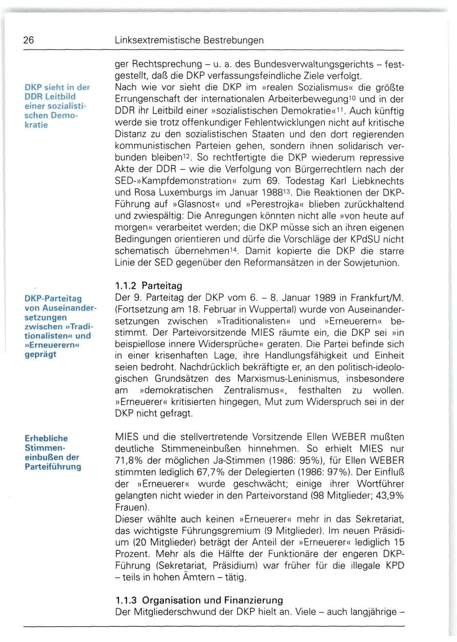 Seite 26 des Verfassungsschutzbericht 1988 Bund