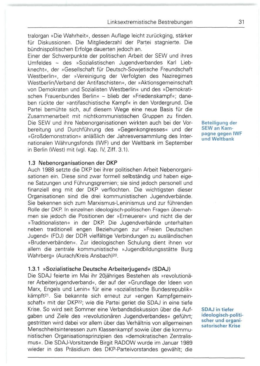 Seite 31 des Verfassungsschutzbericht 1988 Bund