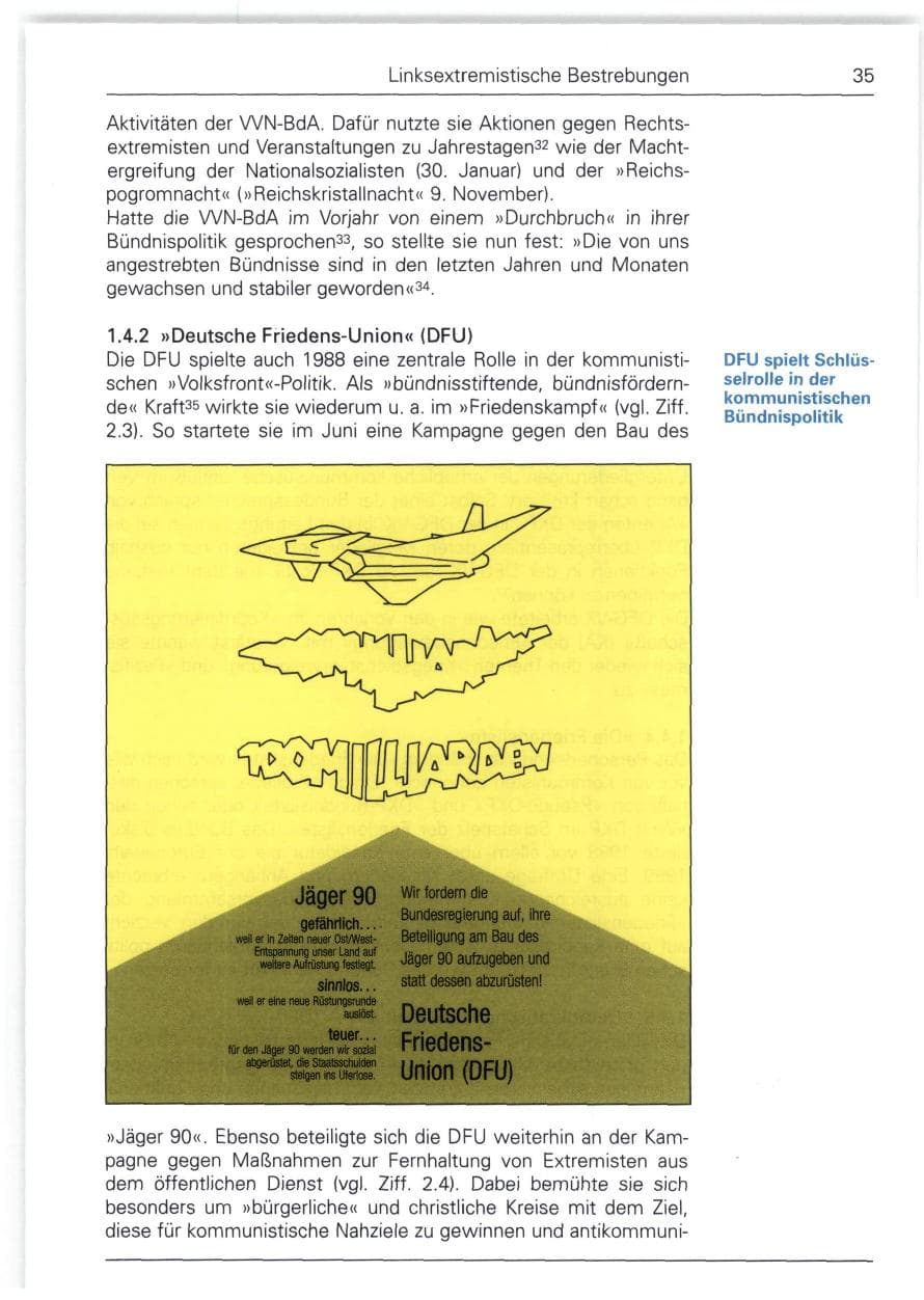 Seite 35 des Verfassungsschutzbericht 1988 Bund