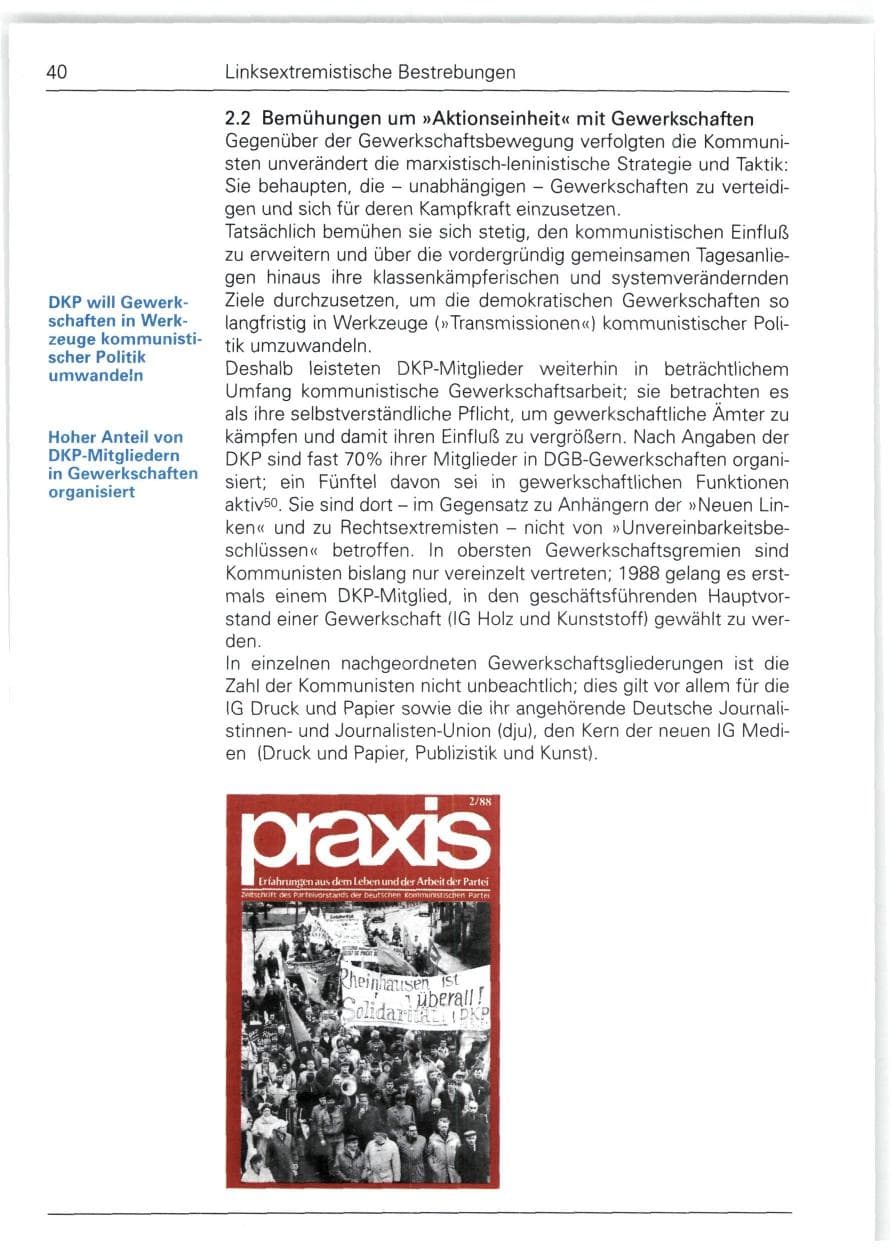 Seite 40 des Verfassungsschutzbericht 1988 Bund