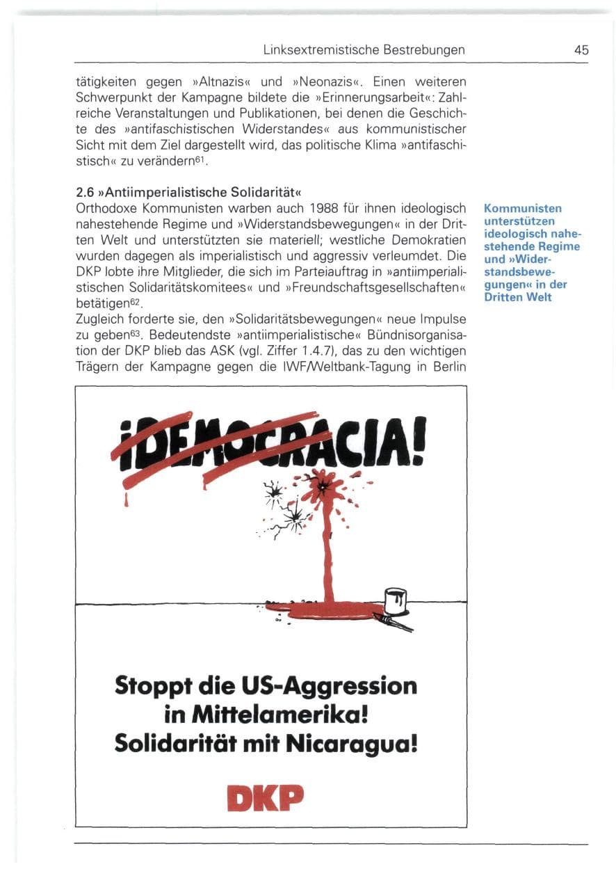 Seite 45 des Verfassungsschutzbericht 1988 Bund