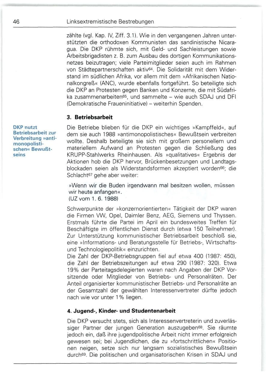 Seite 46 des Verfassungsschutzbericht 1988 Bund