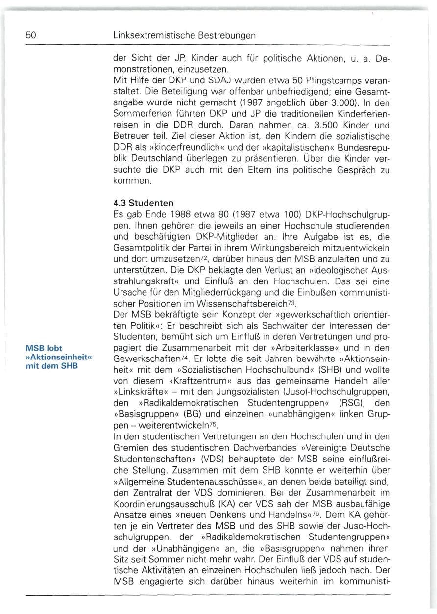 Seite 50 des Verfassungsschutzbericht 1988 Bund