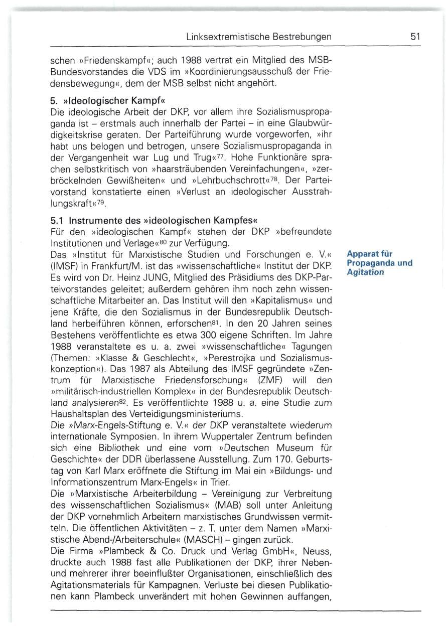 Seite 51 des Verfassungsschutzbericht 1988 Bund