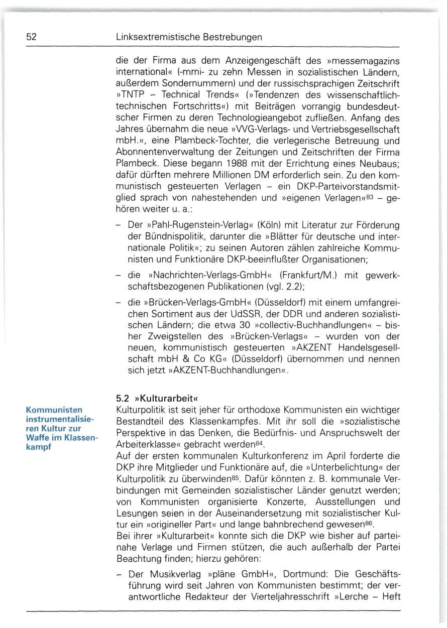 Seite 52 des Verfassungsschutzbericht 1988 Bund