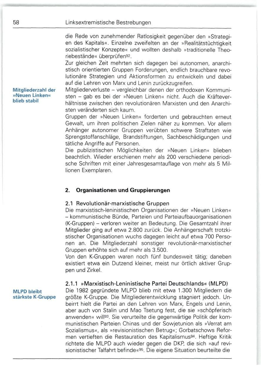 Seite 58 des Verfassungsschutzbericht 1988 Bund