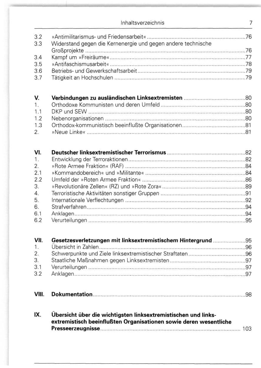 Seite 7 des Verfassungsschutzbericht 1988 Bund