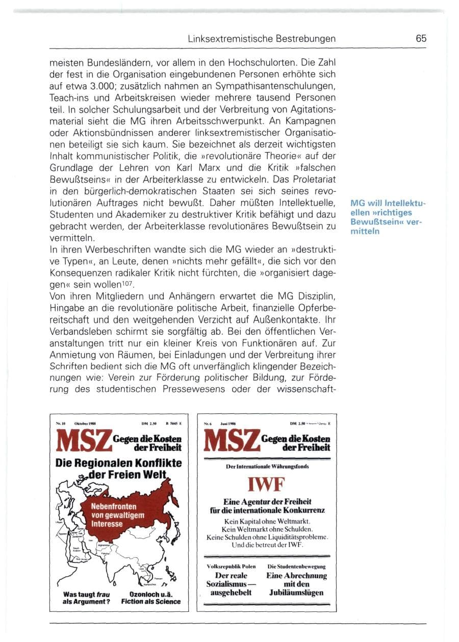 Seite 65 des Verfassungsschutzbericht 1988 Bund