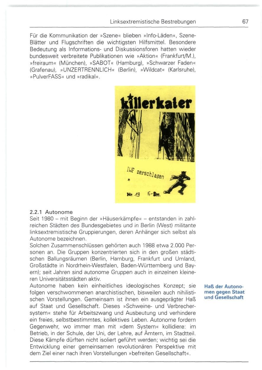 Seite 67 des Verfassungsschutzbericht 1988 Bund