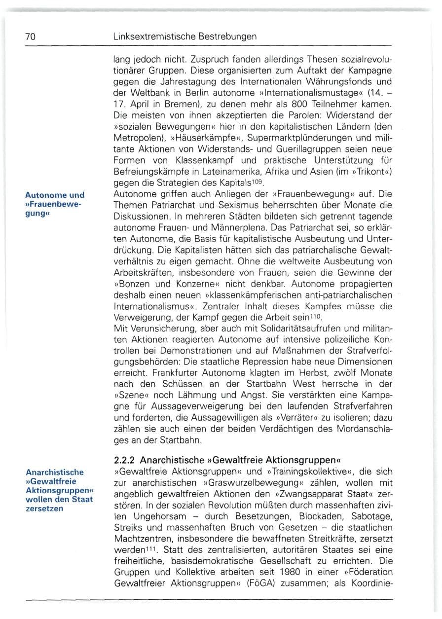 Seite 70 des Verfassungsschutzbericht 1988 Bund