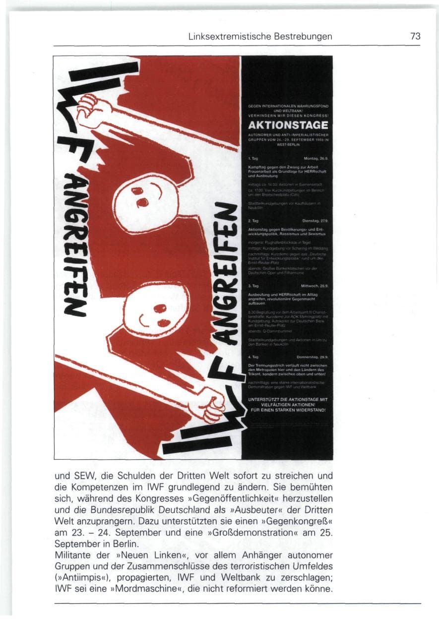 Seite 73 des Verfassungsschutzbericht 1988 Bund