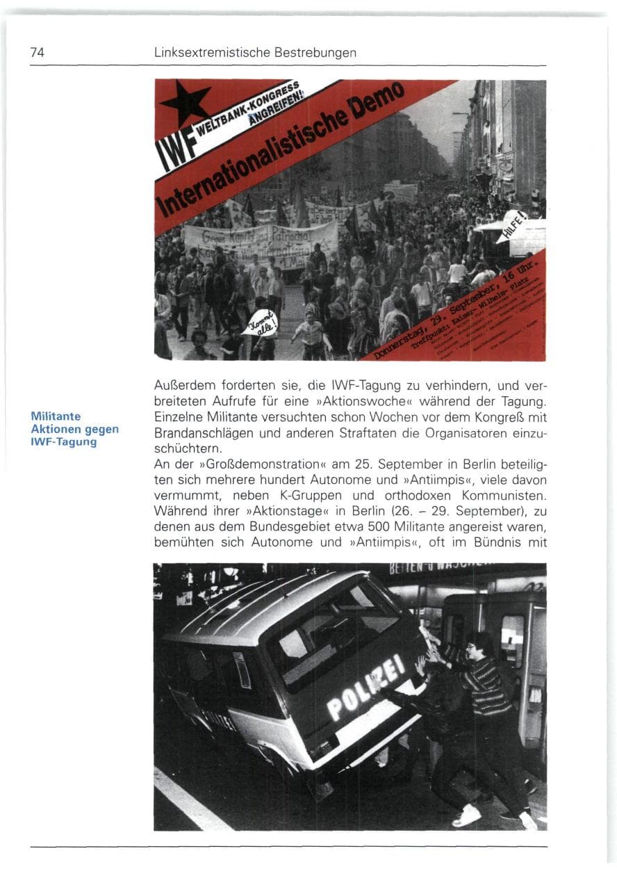 Seite 74 des Verfassungsschutzbericht 1988 Bund