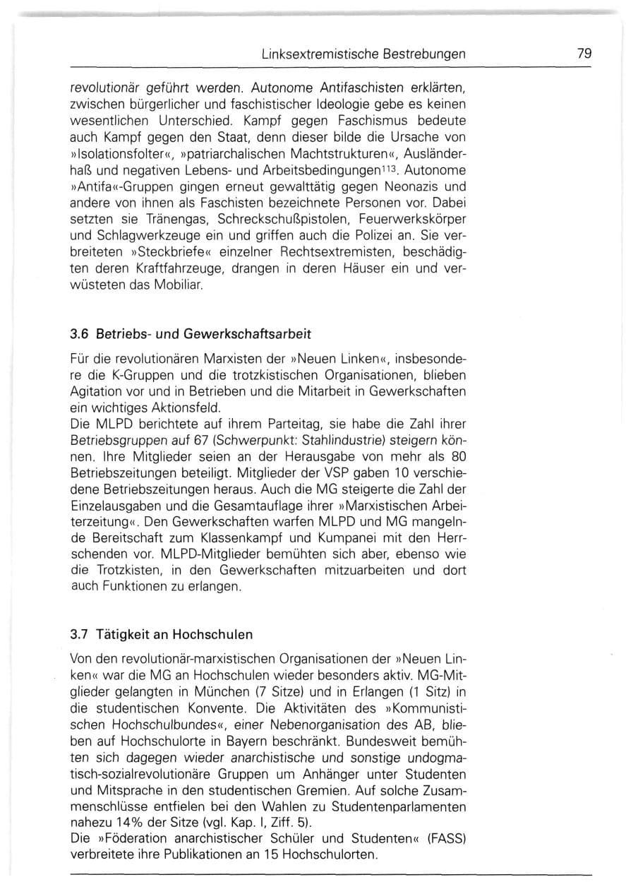 Seite 79 des Verfassungsschutzbericht 1988 Bund