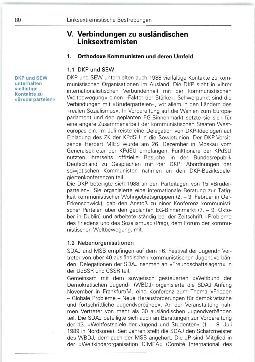 Seite 80 des Verfassungsschutzbericht 1988 Bund