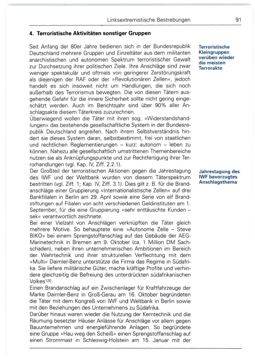 Seite 91 des Verfassungsschutzbericht 1988 Bund