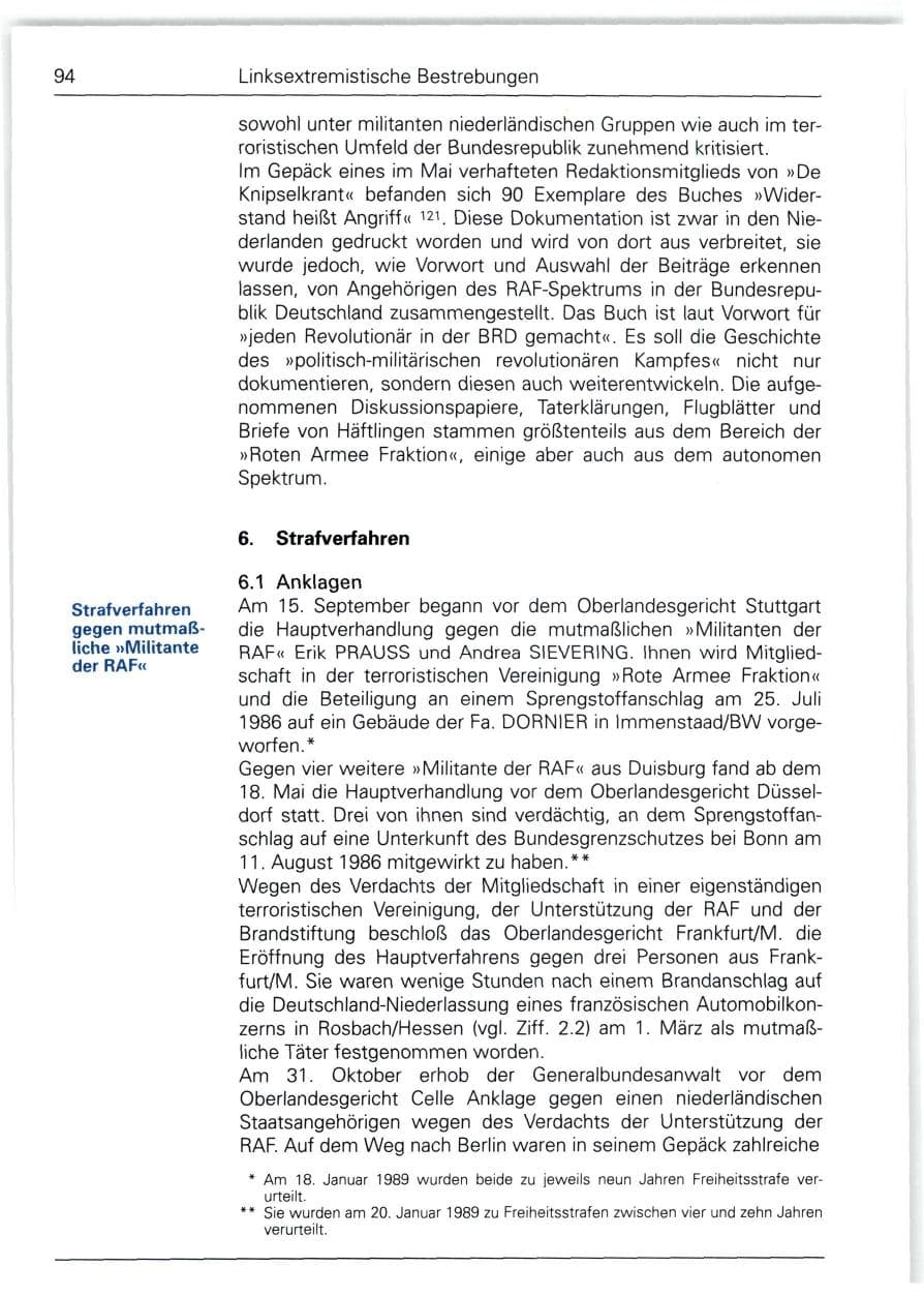 Seite 94 des Verfassungsschutzbericht 1988 Bund