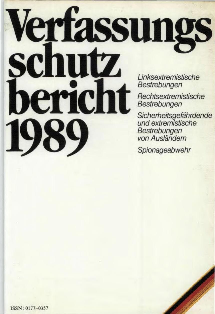 Seite 1 des Verfassungsschutzbericht 1989 Bund