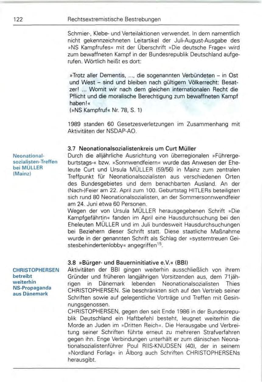 Seite 124 des Verfassungsschutzbericht 1989 Bund