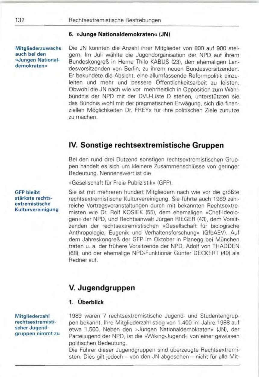 Seite 134 des Verfassungsschutzbericht 1989 Bund