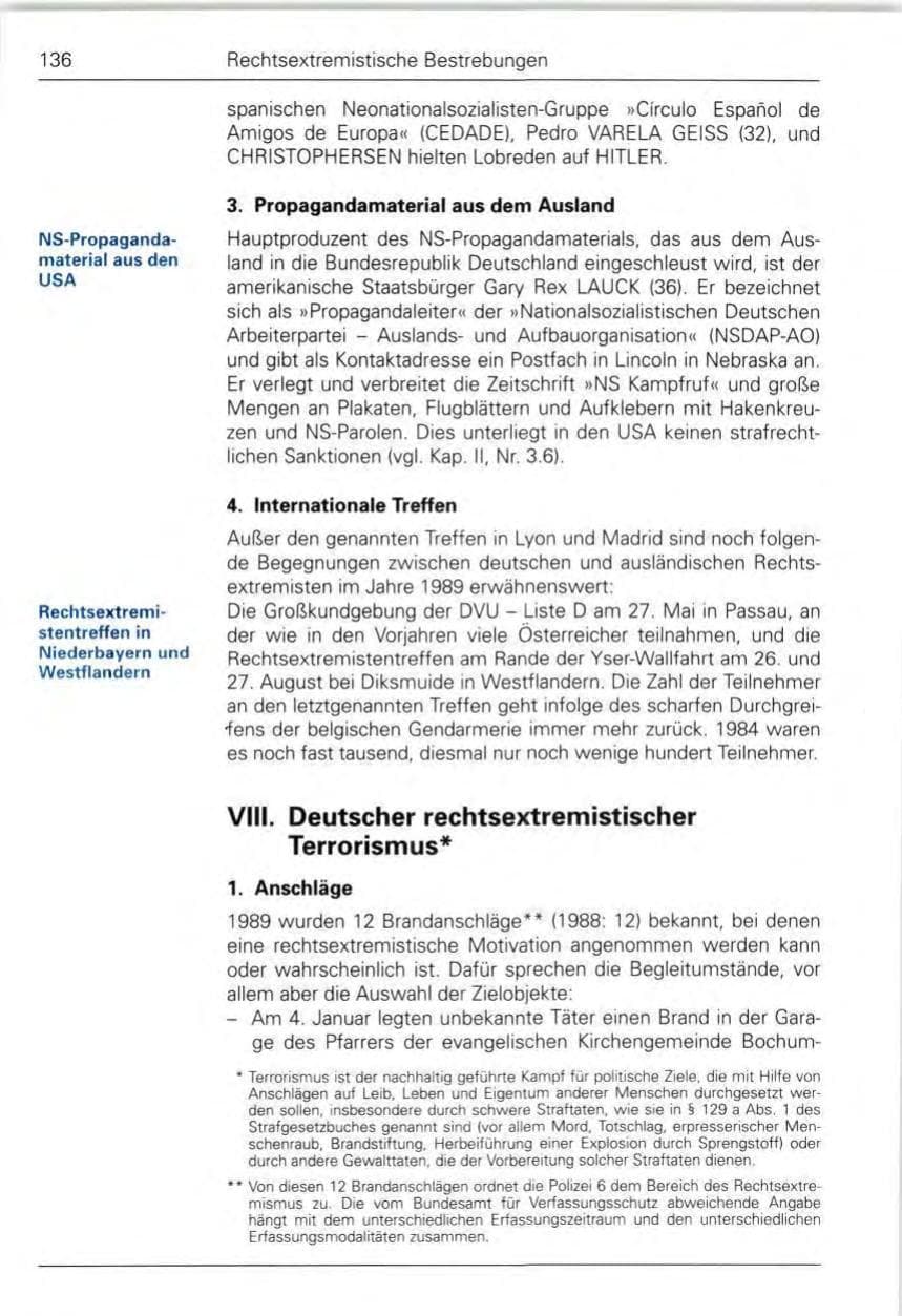 Seite 138 des Verfassungsschutzbericht 1989 Bund