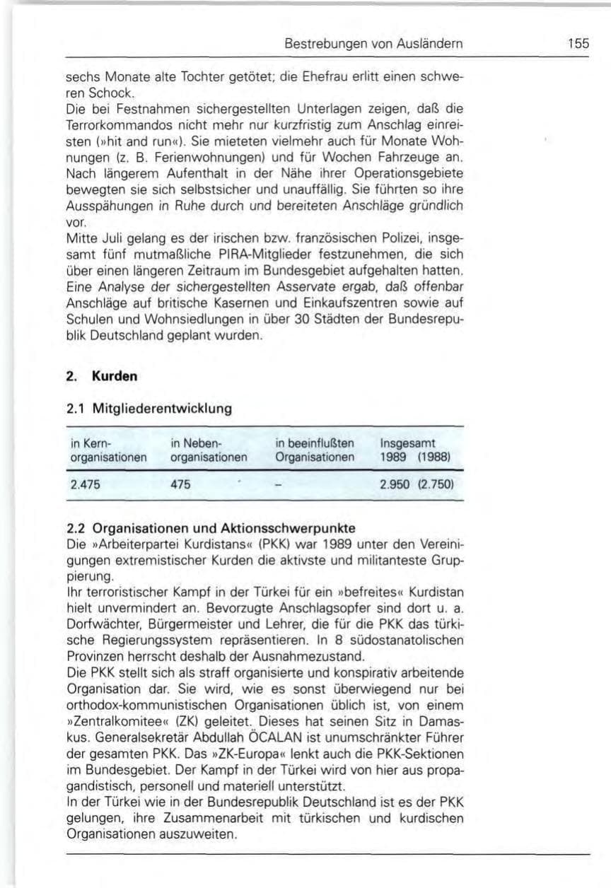 Seite 157 des Verfassungsschutzbericht 1989 Bund