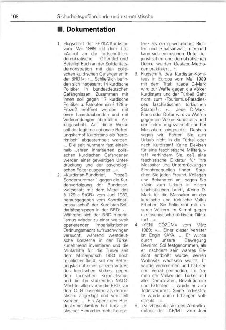 Seite 170 des Verfassungsschutzbericht 1989 Bund