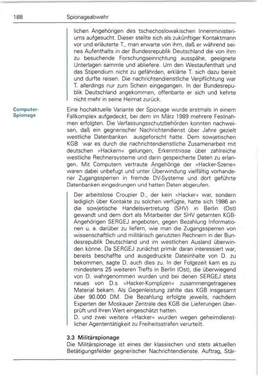 Seite 190 des Verfassungsschutzbericht 1989 Bund