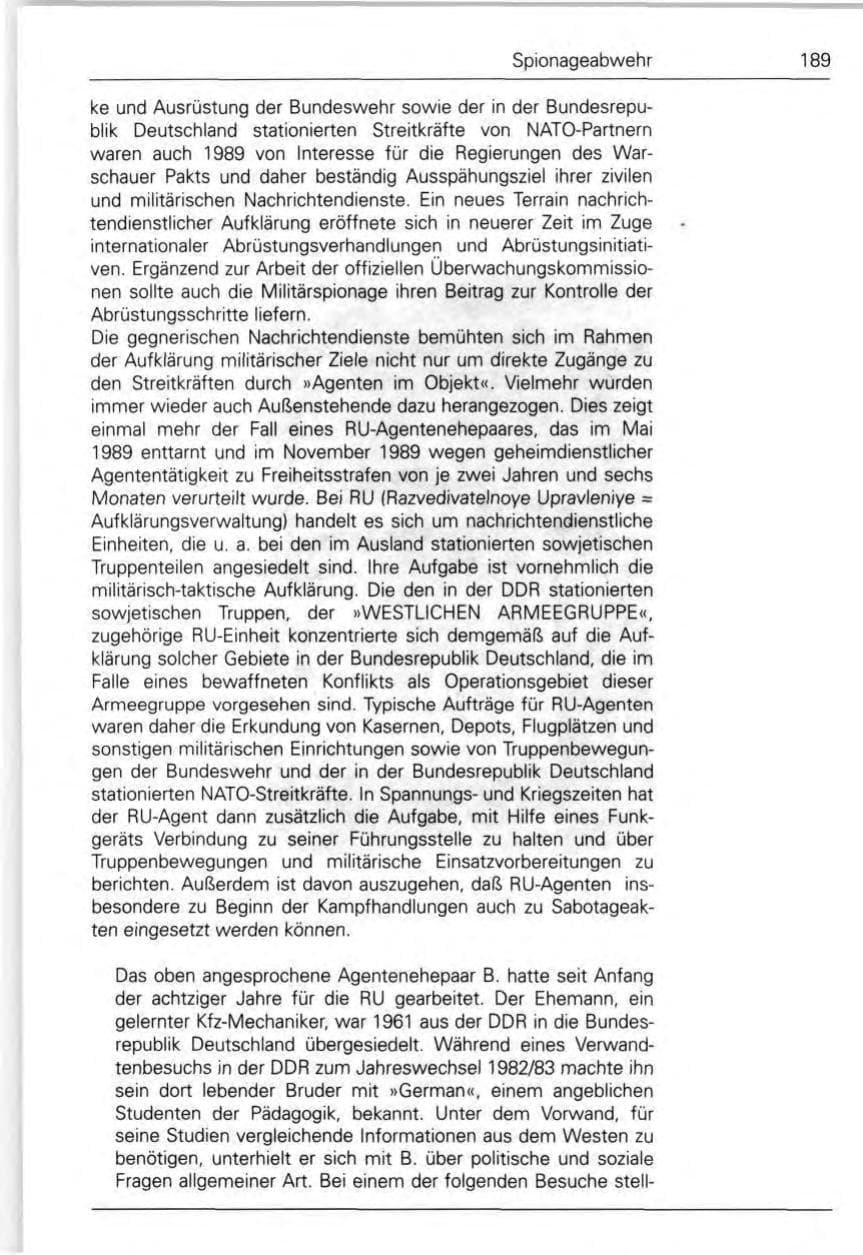 Seite 191 des Verfassungsschutzbericht 1989 Bund