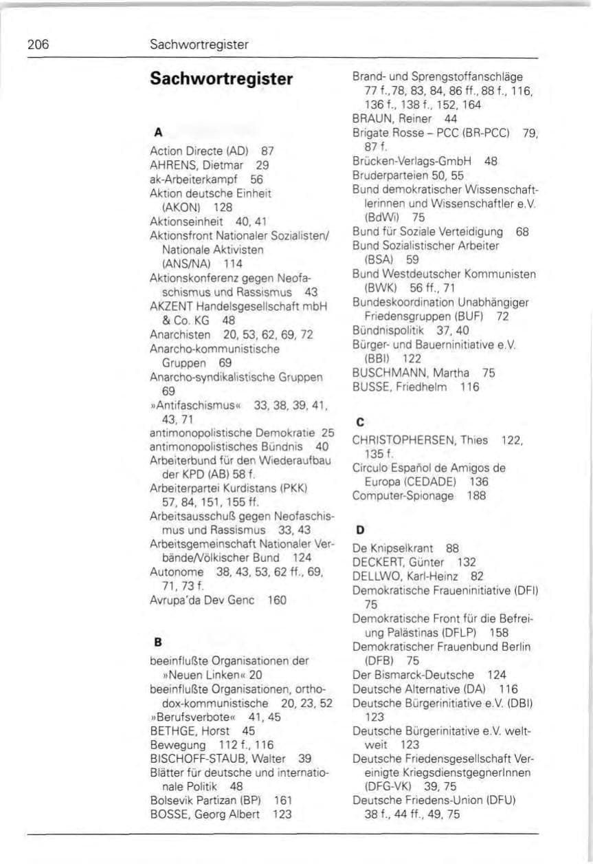 Seite 208 des Verfassungsschutzbericht 1989 Bund