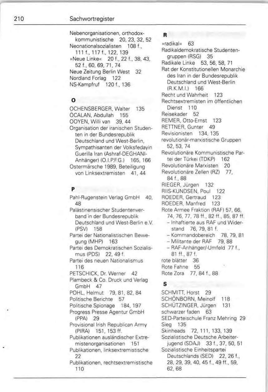 Seite 212 des Verfassungsschutzbericht 1989 Bund