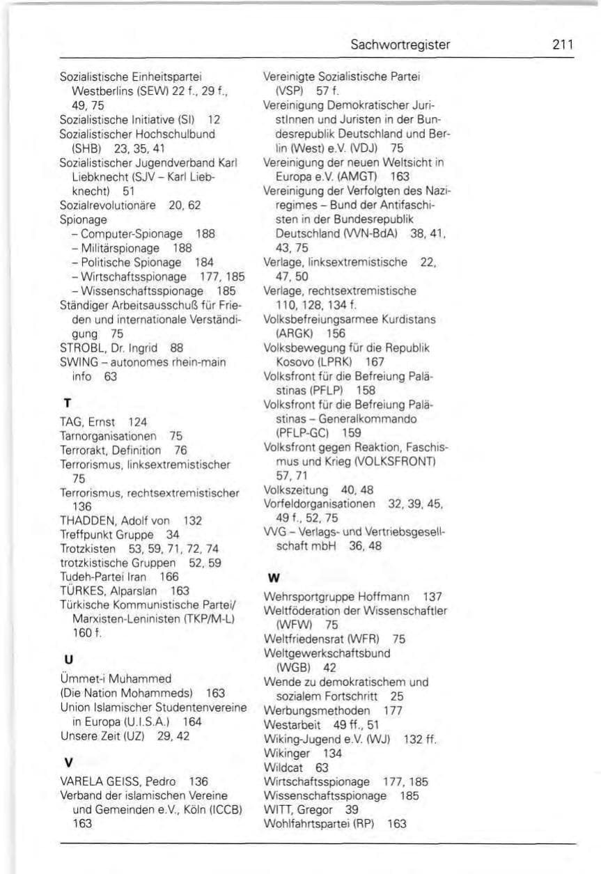 Seite 213 des Verfassungsschutzbericht 1989 Bund