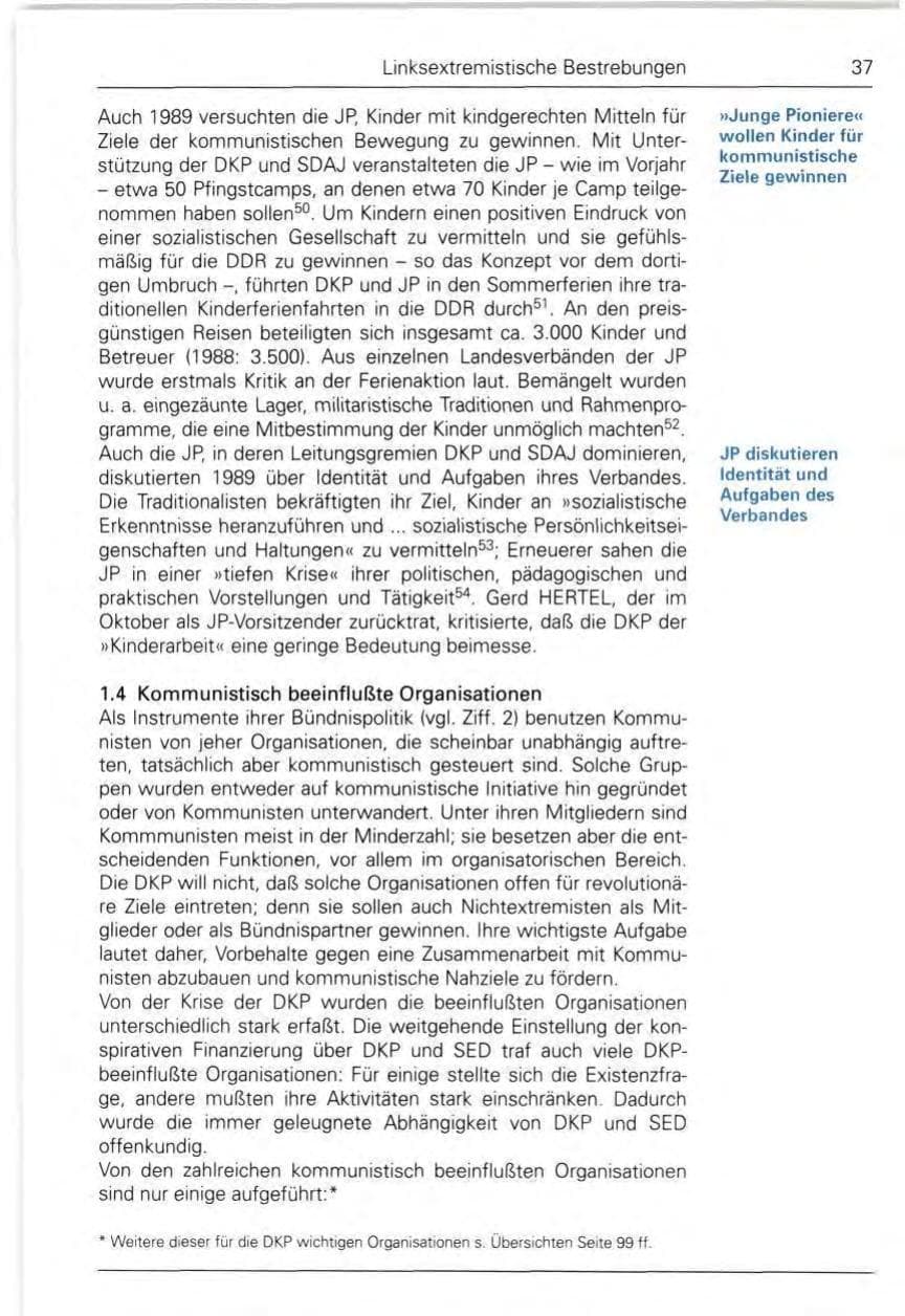 Seite 39 des Verfassungsschutzbericht 1989 Bund