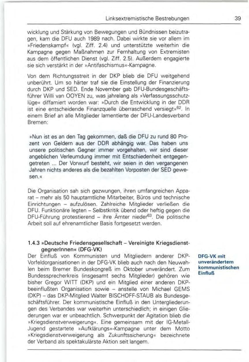 Seite 41 des Verfassungsschutzbericht 1989 Bund