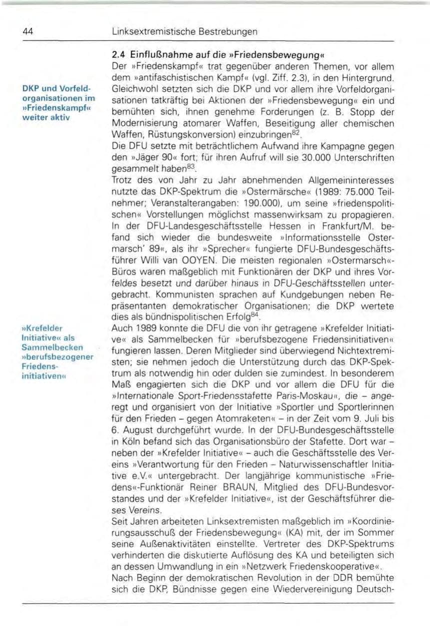 Seite 46 des Verfassungsschutzbericht 1989 Bund