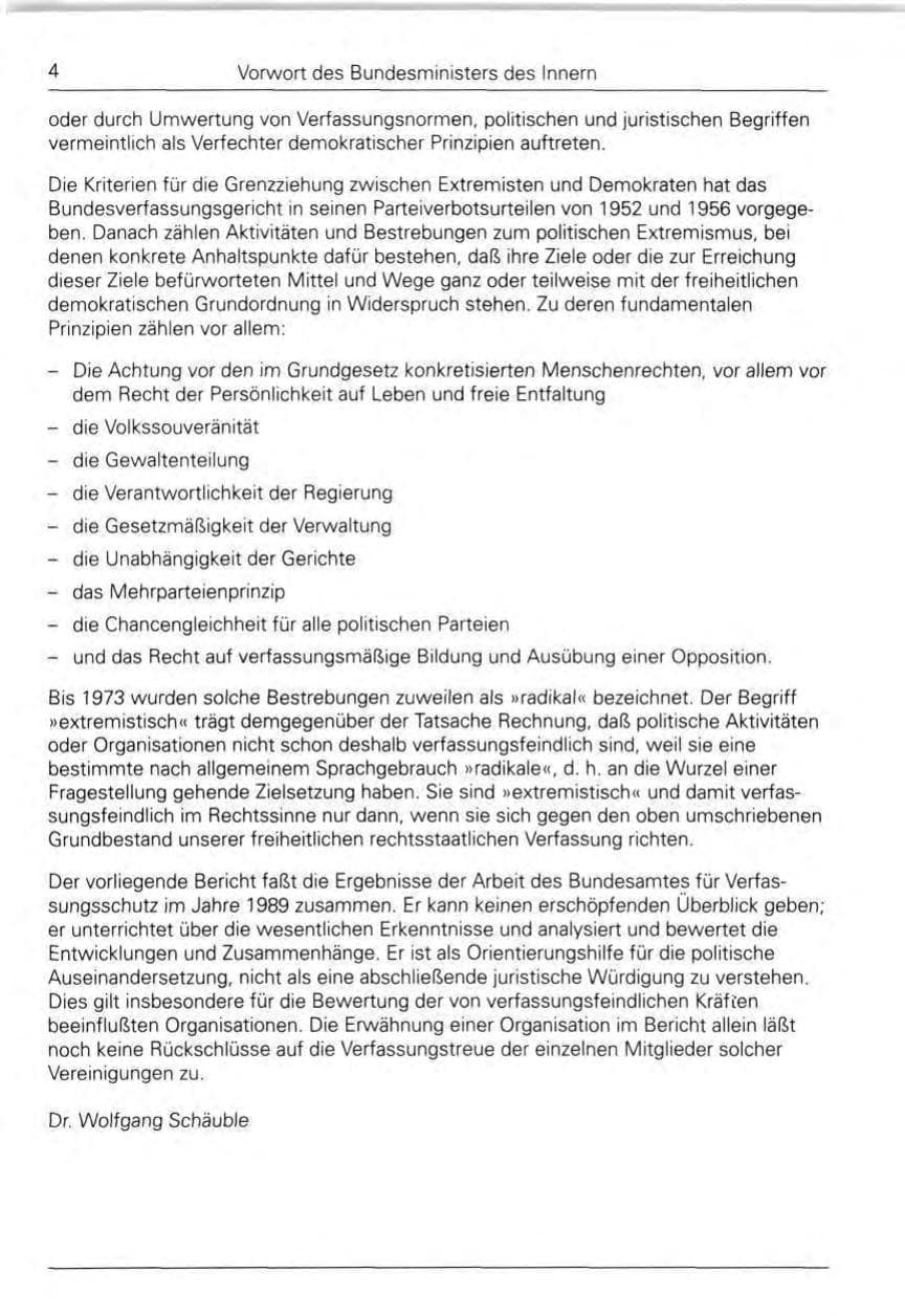 Seite 6 des Verfassungsschutzbericht 1989 Bund