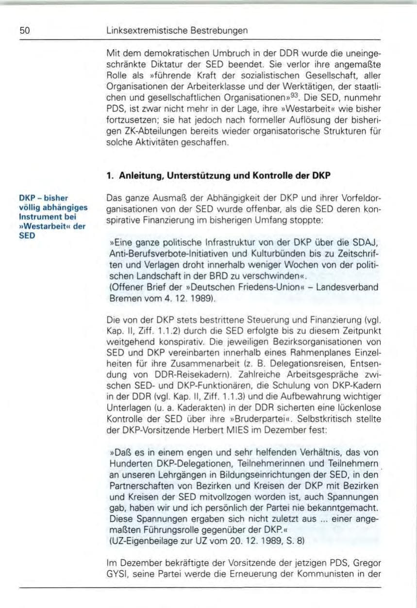 Seite 52 des Verfassungsschutzbericht 1989 Bund
