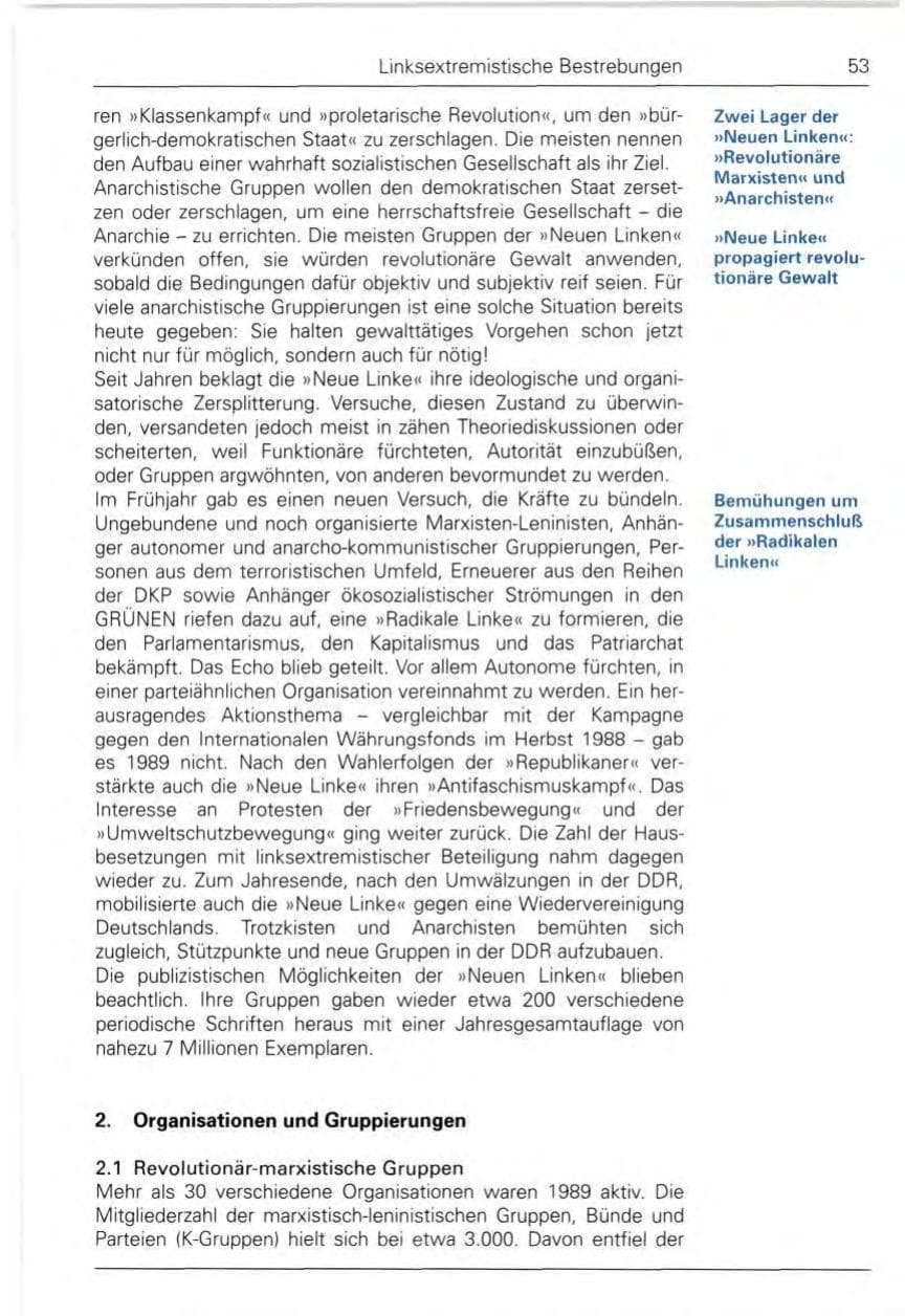 Seite 55 des Verfassungsschutzbericht 1989 Bund
