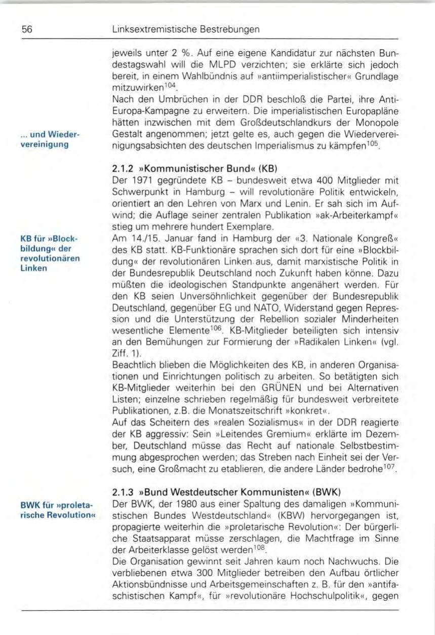 Seite 58 des Verfassungsschutzbericht 1989 Bund