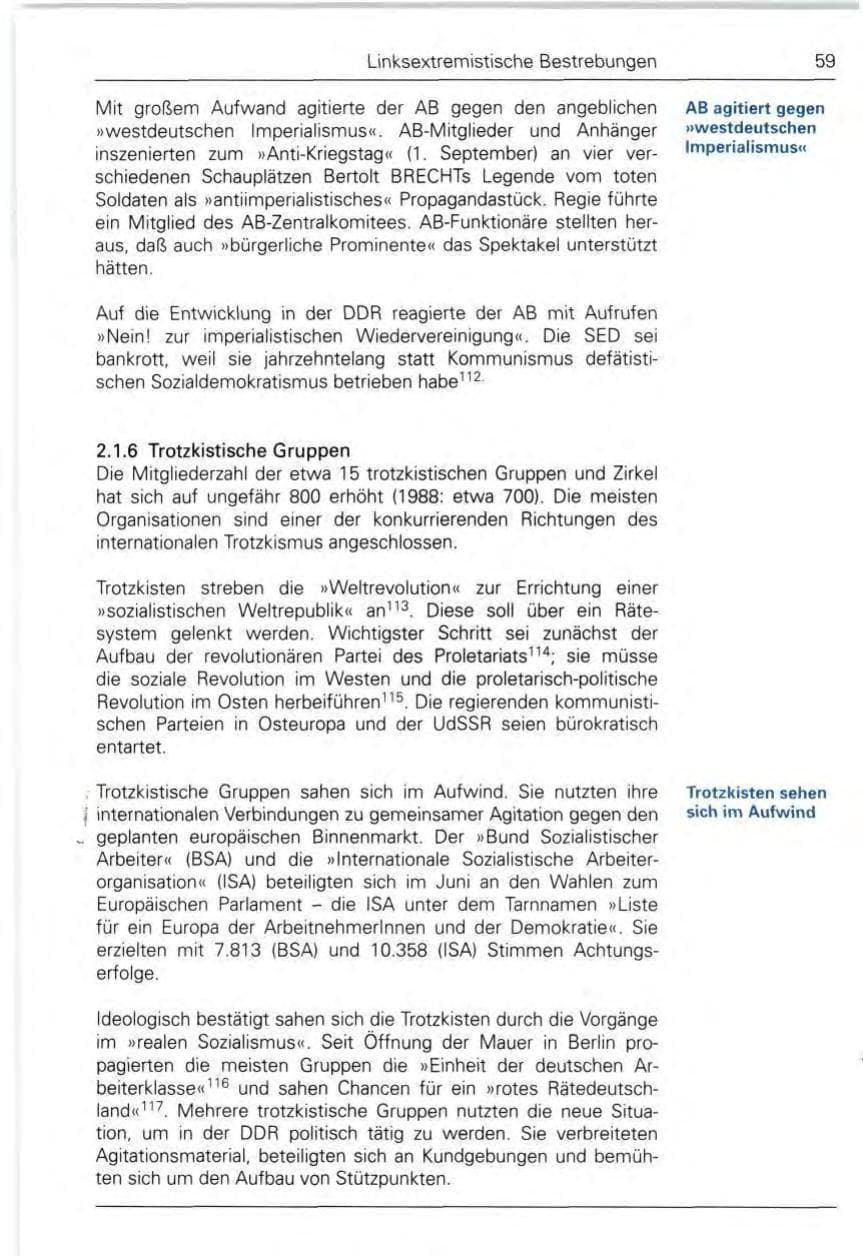 Seite 61 des Verfassungsschutzbericht 1989 Bund