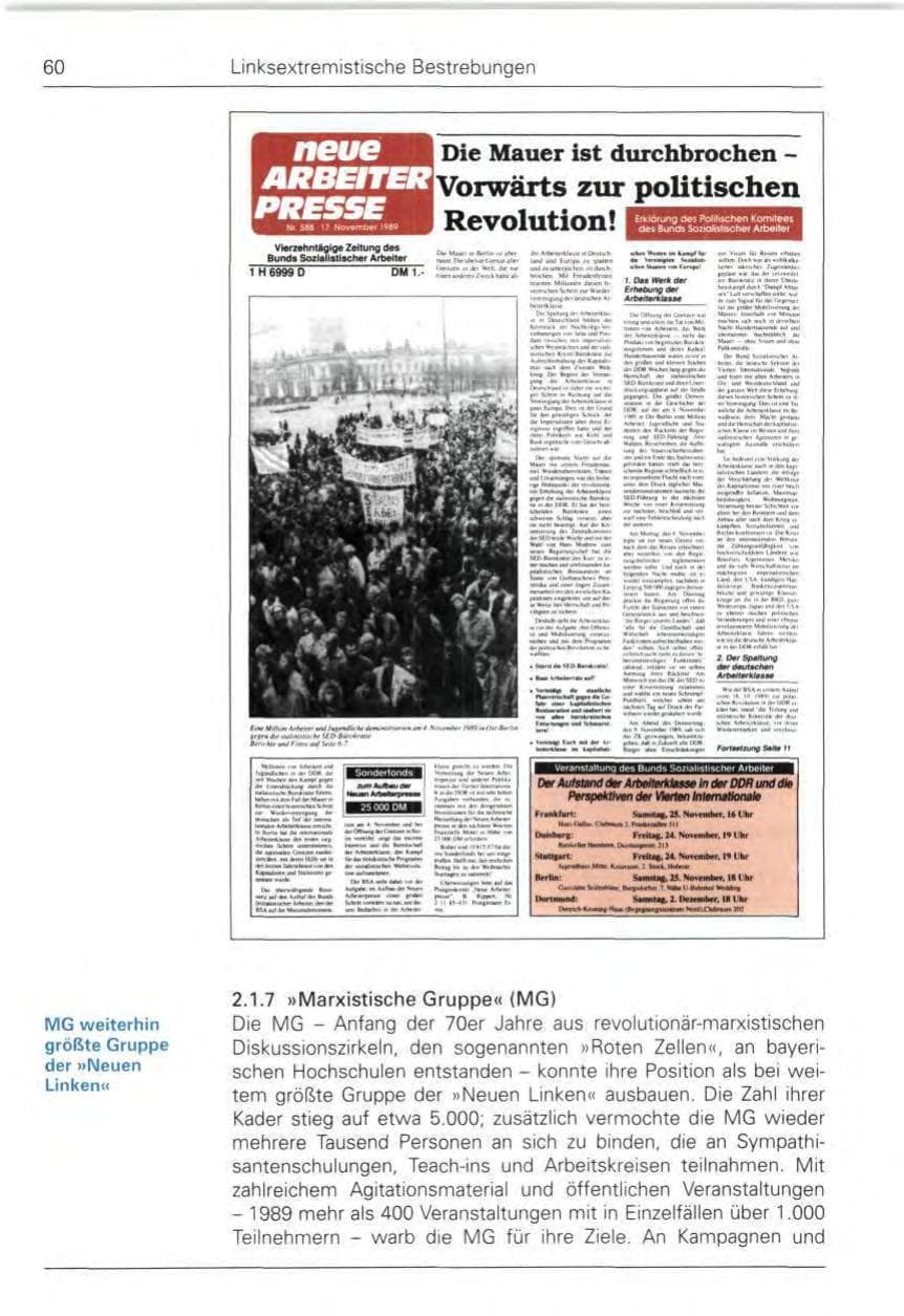 Seite 62 des Verfassungsschutzbericht 1989 Bund